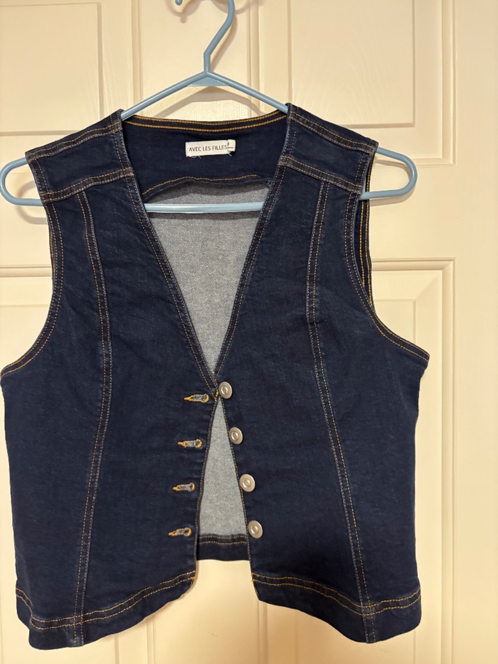 Avec Les Filles Jean Denim Vest - Medium